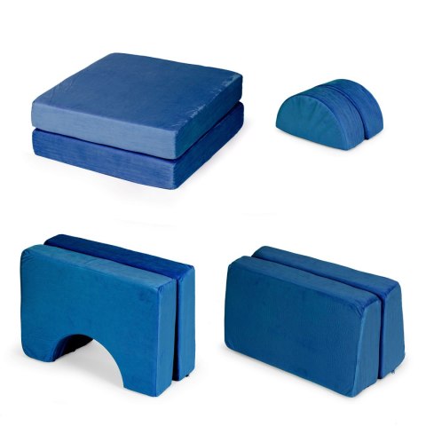 Fotel modułowy dla dzieci DIY 8 miękkich poduch składany - niebieski ECOTOYS