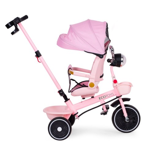 Rowerek trójkołowy dla dzieci spacerówka obracane siedzisko pchacz różowy ECOTOYS